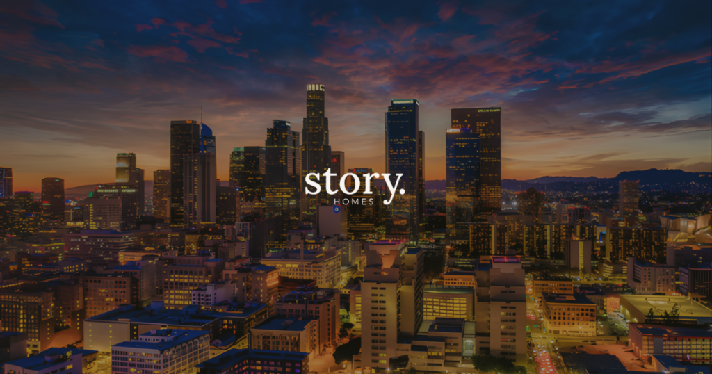 Los Angeles skyline during sunset