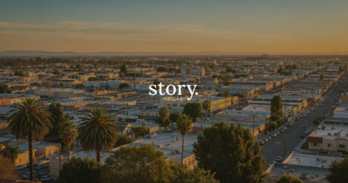 Aerial sunset view of Compton