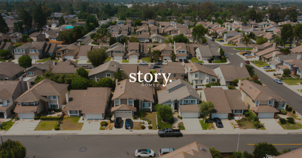 Aerial view of a quiet suburban neighborhood in Tustin