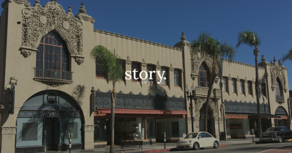 Historic Spanish Colonial style building in downtown Santa Ana