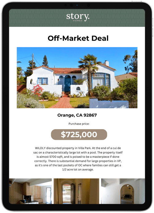 ipad mockup of off-market deal